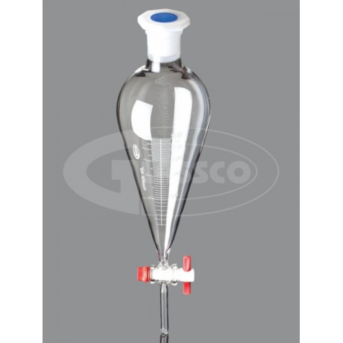 Palnie de separare Squibb 250 ml, robinet PTFE, Glassco