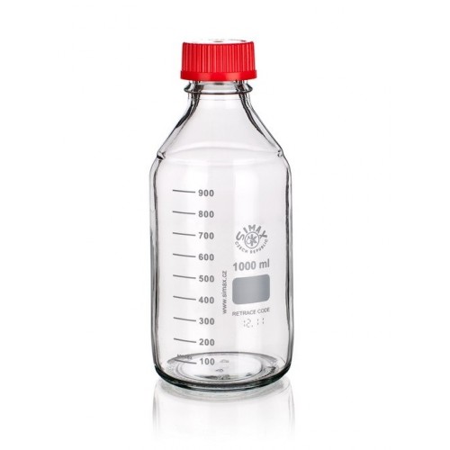 Sticla autoclavabila Laborator 250ml SIMAX GL45 - CAPAC ROSU